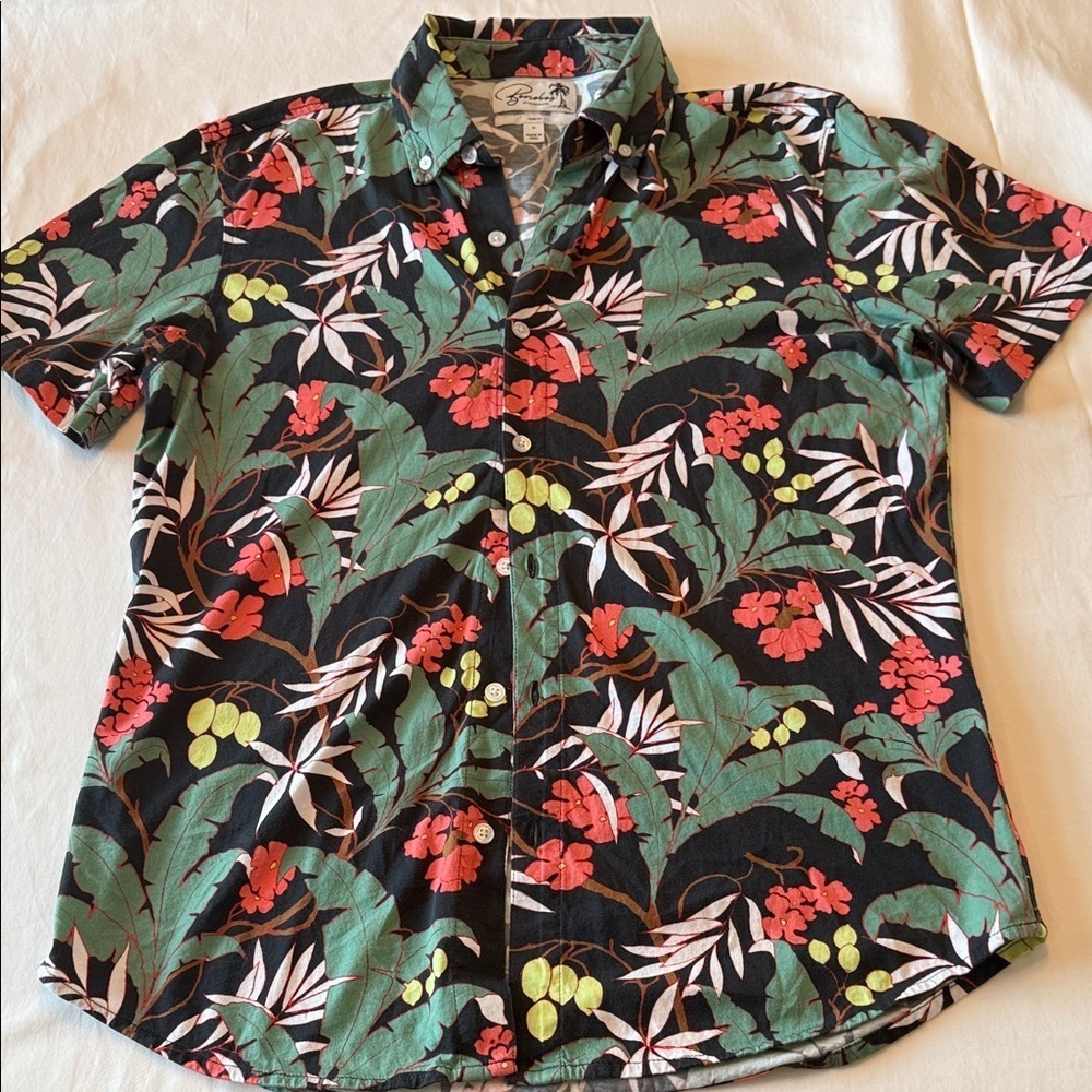 Bonobos Black and Green Floral Casual Shirt